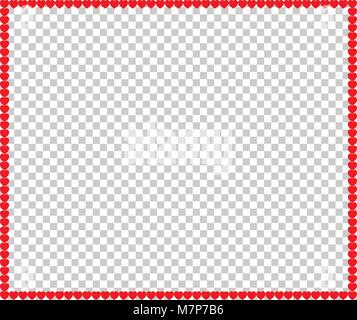 Vektor full-frame Grenze mit roter cartoon Herzen und Platz für Text oder Bild isoliert auf transparent. Valentines Tag oder Hochzeit vektor Grenze, templat Stock Vektor