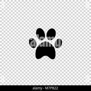 Schwarzes Tier pfotenabdruck Symbol auf transparentem Hintergrund isoliert. Vector Illustration, Logo, Zeichen, Symbol, Symbol, clip art Stock Vektor