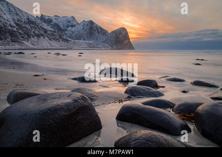 Unstad, Lofoten, Norwegen, Europa Stockfoto