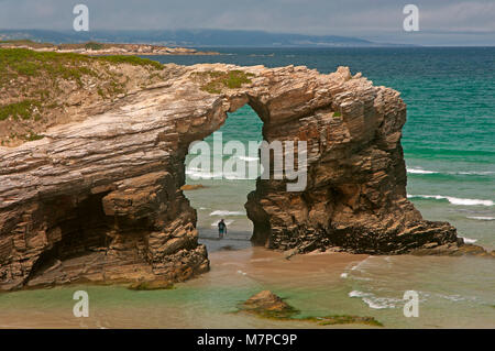 Las Catedrales Strand, A Coruña, Lugo Provinz, Region Galizien, Spanien, Europa Stockfoto