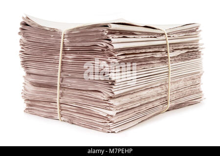 Bündel an neuen Zeitungen mit Seil gebunden Stockfoto