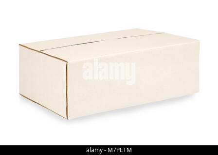 Geschlossen mit weißen leeren Karton. Platz für Kopieren. Stockfoto