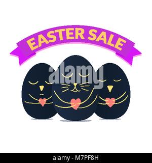 Ostern verkauf Plakat mit Tier - bunte Eier für Design Stock Vektor