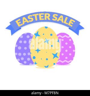 Helle Ostern verkauf Banner Design mit pastellfarbenen Eier Stock Vektor