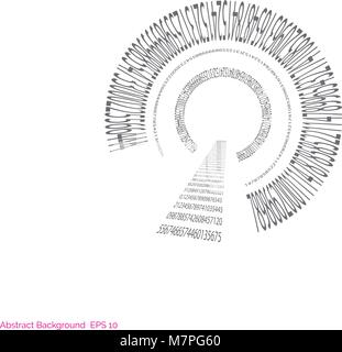 Abstrakte schwarzen und weißen Hintergrund mit Zahlen in zufälliger Reihenfolge Stock Vektor