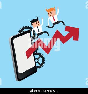 Business Teamarbeit arbeiten mit Smartphone Vector Illustration graphic design Stock Vektor