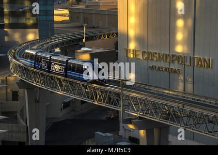 Aria Express Monorail Straßenbahn, Las Vegas, Nevada, USA Stockfoto