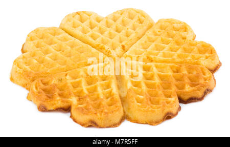 Frisch gebackene Waffeln auf weißem Hintergrund. Stockfoto