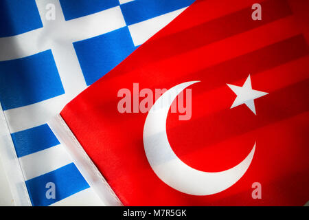 Griechische und Türkische Flagge Griechenland und die Türkei Flags Stockfoto