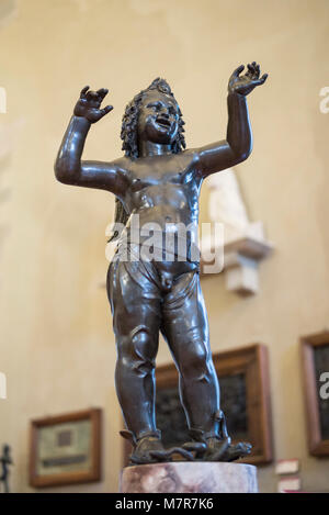 Florenz. Italien. Liebe/Attis, Bronzestatue von Donatello (ca. 1440), Museo Nazionale del Bargello. (Bargello Nationalmuseum) Stockfoto