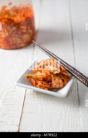 Koreanisches Kimchi - ein Fermentiert, gewürzt Kohl pickle. Stockfoto