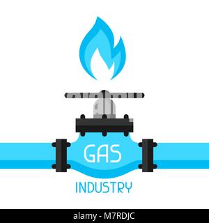 Gasregelventil. Industrielle Abbildung im flachen Stil Stock Vektor