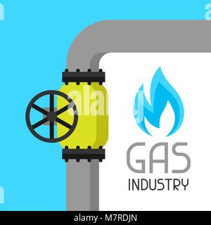 Gasregelventil. Industrielle Abbildung im flachen Stil Stock Vektor