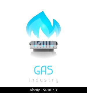 Das Blaue Gas Flamme am Herd. Industrielle Abbildung Stock Vektor