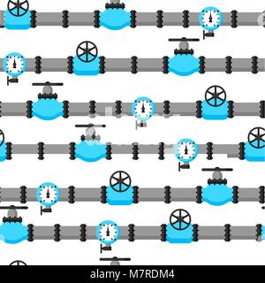 Gasregelventil und Rohre Transport. Industrielle nahtlose Muster Stock Vektor