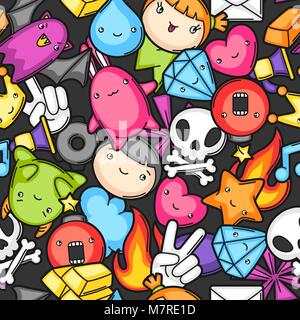 Spiel kawaii nahtlose Muster. Cute gaming Design Elemente, Objekte und Symbole Stock Vektor