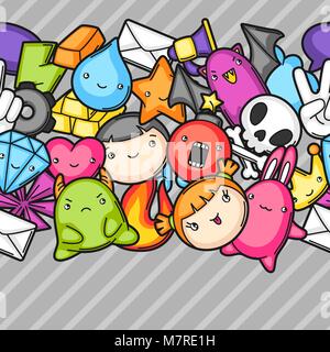 Spiel kawaii nahtlose Muster. Cute gaming Design Elemente, Objekte und Symbole Stock Vektor