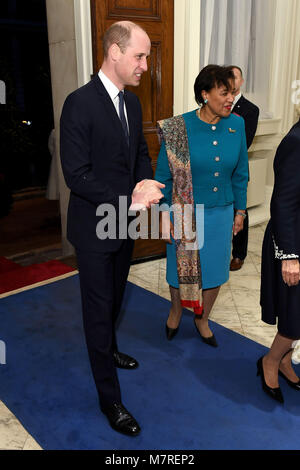 Der Herzog von Cambridge bei einem Empfang von der Generalsekretär des Commonwealth, Rt Hon Patricia Schottland QC gehalten, an das Marlborough House, der Heimat des Commonwealth Sekretariat in London. Stockfoto