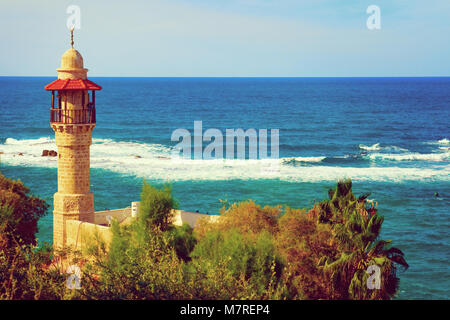 Al Bahr Moschee Meerblick in Tel Aviv, Israel Stockfoto