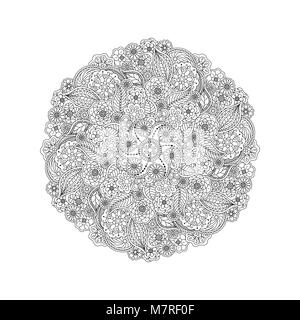 Vektor Deco schwarz floral Mandala, gemusterten Design Element. Malbuch Seite antistress für Erwachsene. Stock Vektor
