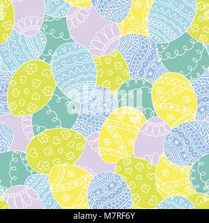 Vektor nahtlose Muster mit Ostern Hand gezeichneten Eier. Ostern bunte Hintergrund von zierpflanzen Eier Stock Vektor