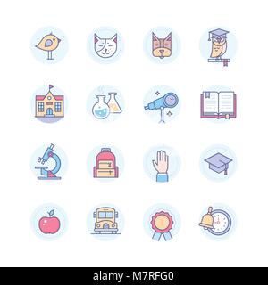 Schule Konzepte - moderne Linie Design style Icons einstellen Stock Vektor