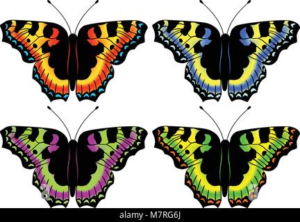 Set aus vier Vektor Schmetterlinge. Abbildung in EPS 10 gemacht. Stock Vektor