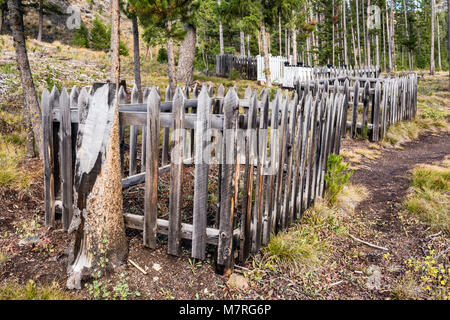 Friedhof von Custer Stadt Ghost Town, Yankee Fork des Salmon River, Custer Autobahn Abenteuer Straße, Salmon-Challis National Forest, Idaho, USA Stockfoto