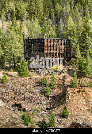 General Custer Millsite ruinieren, Custer Geisterstadt, Yankee Gabel des Salmon River, Custer Autobahn Abenteuer Straße, Salmon-Challis Natl Wald, Idaho, USA Stockfoto