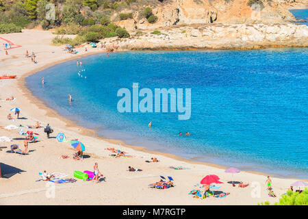 Domus de Maria, Italien, 14. September 2017: Chia Strand im Mittelmeer, Sardinien, Italien Stockfoto