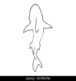 Vector Illustration von Shark Silhouette. Vektor shark Ansicht von oben. Stock Vektor