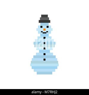 Vektor Pixel-art Schneemann. Weihnachten Hintergrund, Grußkarten für das Neue Jahr Stock Vektor
