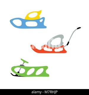 Sled. Winter. Hand drawn vector set of baby sled Stock Vektor