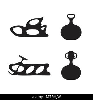 Schlitten. Winter. Hand Vektor einrichten von Schlitten silhouette gezeichnet Stock Vektor