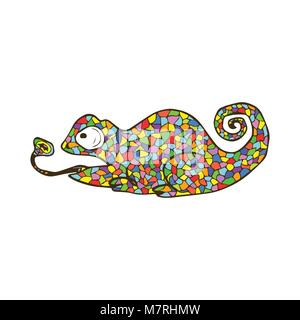Vektor mosaic Chamäleon. Cute cartoon bunte Tier Stock Vektor