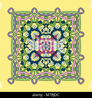 vektordarstellung eines handgezeichneten Mandalas, eines quadratischen Mandalas Stock Vektor