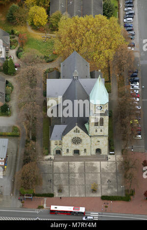 Luftaufnahme, St. Johannes Kirche, Kirchhellen, Bottrop, Ruhrgebiet, Nordrhein-Westfalen, Deutschland, Europa, Vögel-Augen-blick, Luftaufnahme, Aerial photog Stockfoto