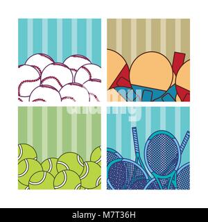 Sport Bälle auf bunten Quadrate Stock Vektor