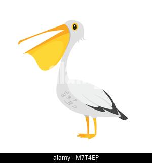 Vektor Cartoon Stil Abbildung: Zoo Tier - Pelican. Auf weissem Hintergrund. Stock Vektor