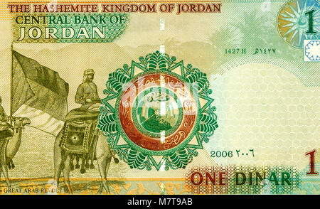 Jordanien 1 Dinar Bank Note Stockfoto