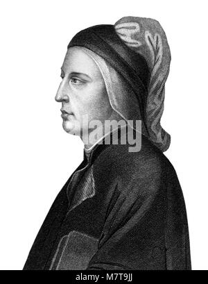 Dante Alighieri (1265-1321), ein 19 thC Gravur der italienische Dichter und Staatsmann des späten Mittelalters. Stockfoto