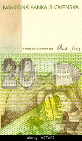 Slowakei 20 2 o Korun Bank Note Stockfoto
