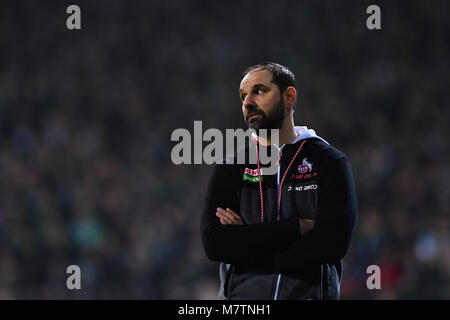 Trainer Stefan Ruthenbeck (FC Köln). GES/Fussball/1. Bundesliga: Werder Bremen - 1. FC Köln, 12.03.2018 Fußball: 1.Liga: Werder Bremen vs FC Köln, Bremen, 12. März 2018 | Verwendung weltweit Stockfoto