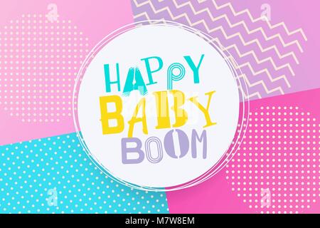 Baby Boom happy birthday Memphis style Stock Vektor