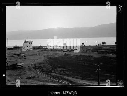 Toten Meer Album, für die Palästina Potash Ltd. Sunrise bereit, über das Camp am Usdum matpc 18272 Loc. Stockfoto