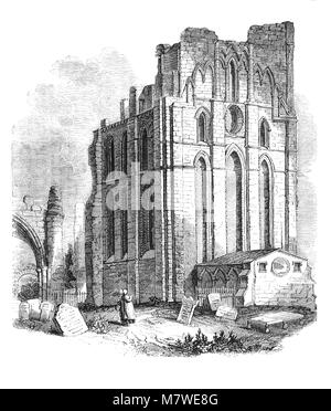 Auf einer felsigen Landspitze mit Blick auf Tynemouth Pier das 7. Jahrhundert ein Kloster in Tynemouth gebaut wurde und später befestigt. In 865 Kirche und Kloster wurden von den Dänen zerstört, wieder durch die Dänen in 870 geplündert und schließlich von der Dänen in 875 zerstört. Tynemouth, Northumbria (Northumberland) England. Stockfoto