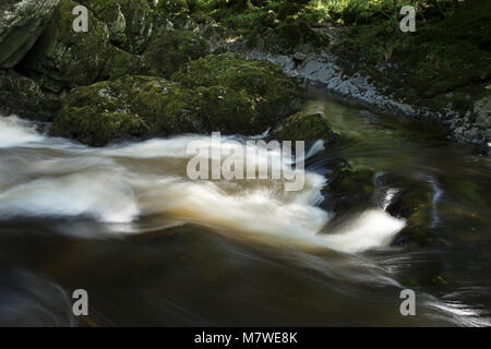 Cascade in einem kleinen Fluss in der Nähe von Betws-y-coed, Snowdonia, Wales Stockfoto