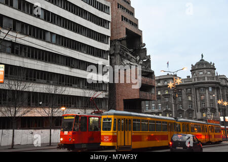 Belgrad, Serbien. Februar 9, 2017. Die NATO-Bombardierungen Narben Stockfoto