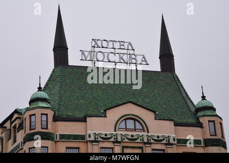 Belgrad, Serbien. Februar 7, 2017. Hotel Hotel Moskva (Moskau), ein Vier-Sterne-Hotel in Belgrad, eine der ältesten in Serbien Stockfoto