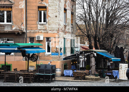 Belgrad, Serbien. Februar 7, 2017. Skadarlija Nachbarschaft, vintage Straße von Belgrad Stockfoto